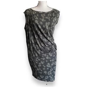 ALLSAINTS Gamma Ruched Sleeveless Dress XS Green Animal Print Asymmetrical Y2k